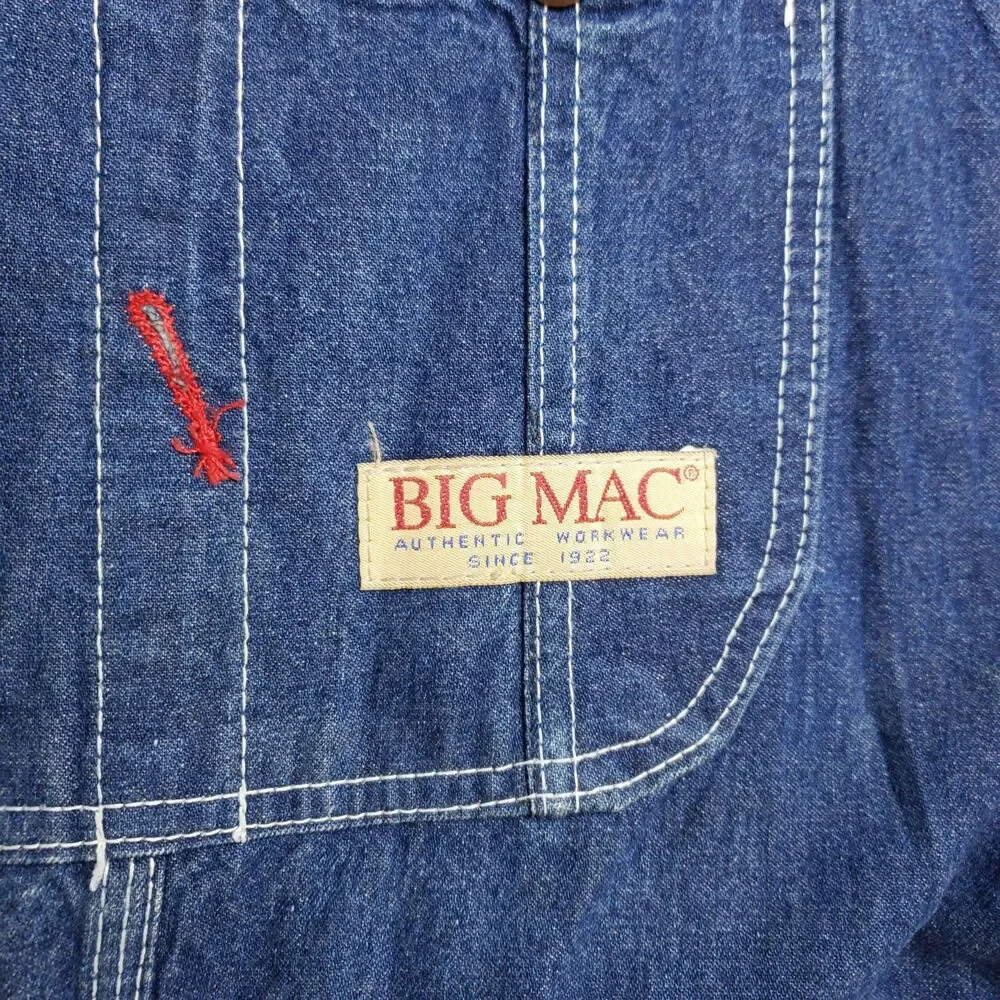 Vintage Big Mac Workwear Denim Bib Overalls Mens 45 Coveralls Jeans - Picture 3 of 13